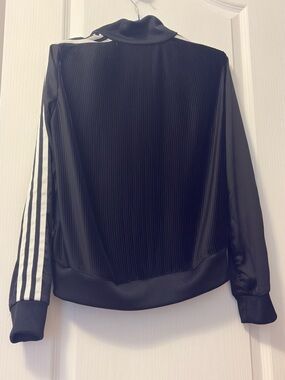 adidas Black Bomber Jacket with White Stripe Sleeves